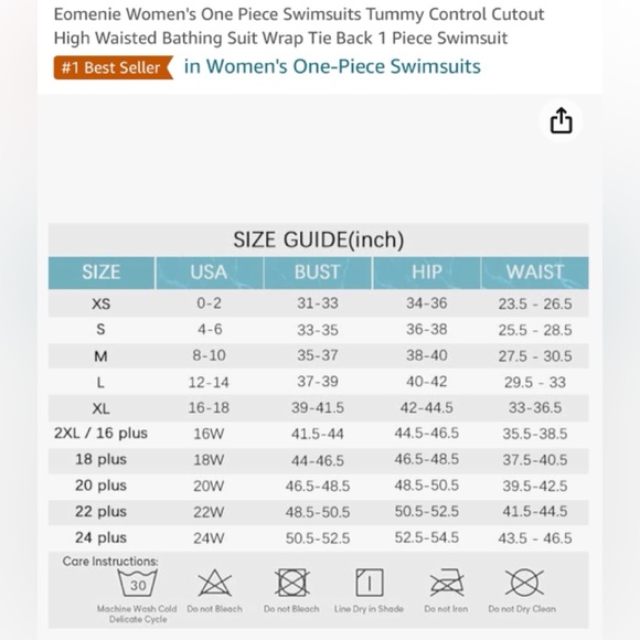 ๐ EOMENIE TUMMY CONTROL BLACK BATHING SUIT(L) - Picture 6 of 8